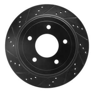 Ford Econoline Brake Rotor (1) - Rear Left - R1 Concepts - Drilled & Slotted - Black - `04-`06